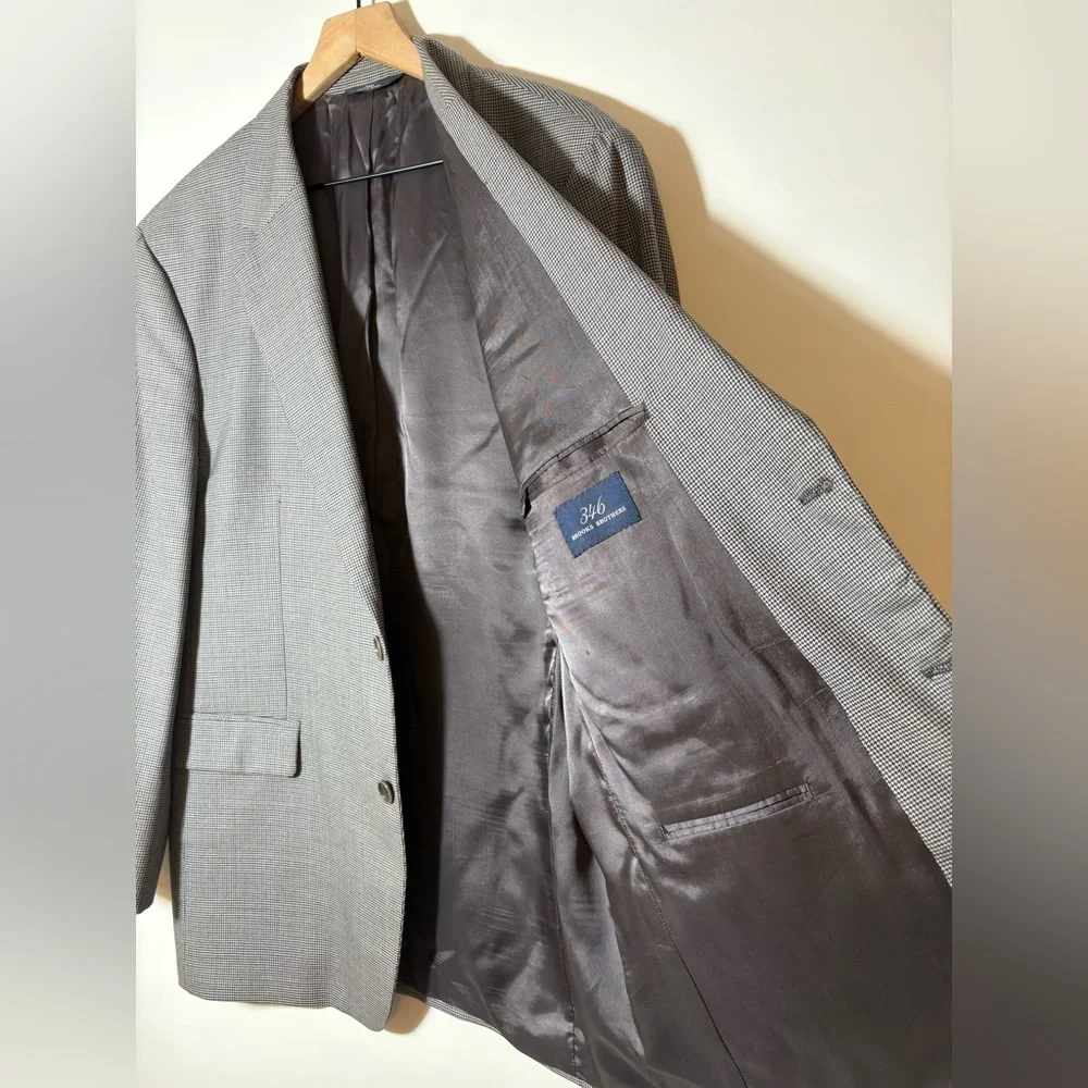 Brooks Brothers 346 Men's Gray Harringtone Wool Blazer Sport Coat 44R Jacket